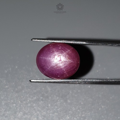 Piedra preciosa rubí estrella 6 rayos 100 % natural sin calentar cabujón forma ovalada - Imagen 6 de 13