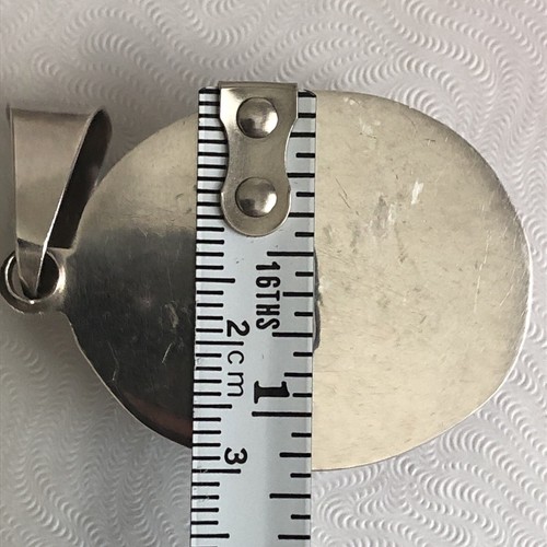 Mexico 925 Silver Black & White Stone Pendant White Buffalo Turquoise ? 21 grams - Picture 13 of 17