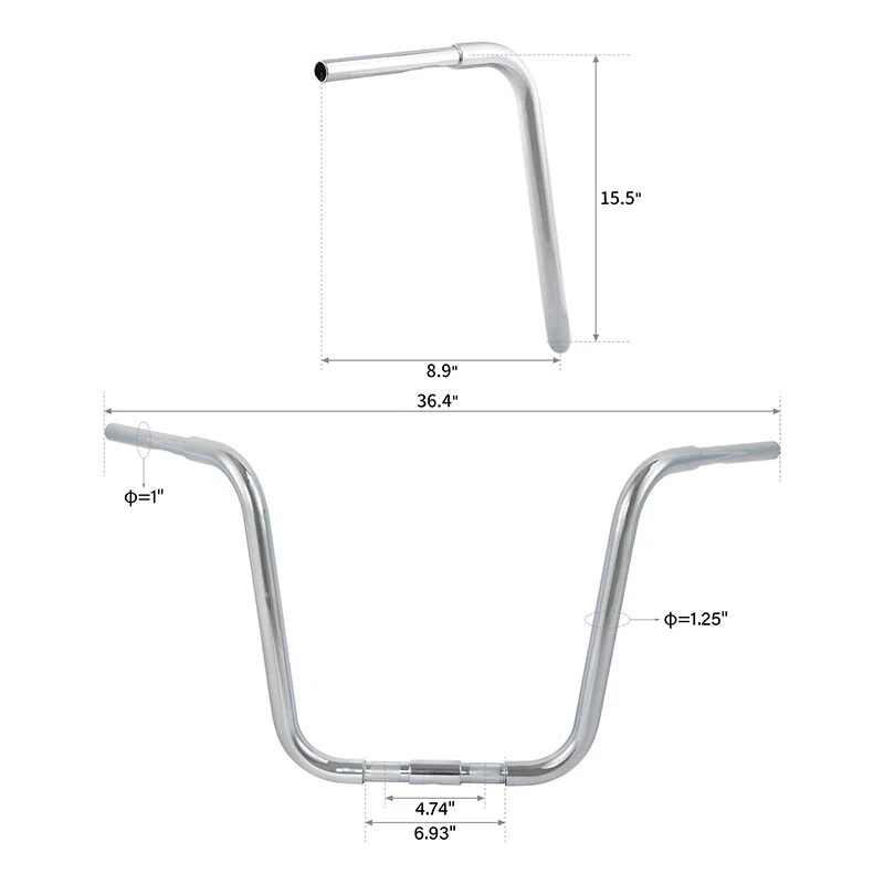 Manillar de suspensión cromado de 15,5"" Rise Ape apto para Harley Softail Heritage Springer Foto 3 de 4