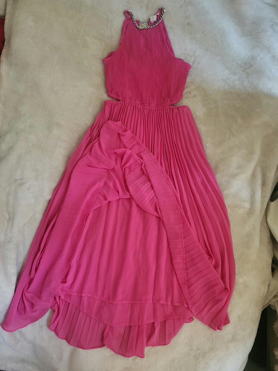 Michael Kors Halter Neck Pleated Cut-out Midi Dress Size M