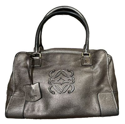 Rare vintage Loewe handbag with zipper and optional lock and Rare vintage Loewe handbag with zipper and optional lock and