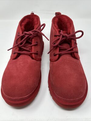 UGG NEUMEL Mid Top Casual Snow Boots Suede Red Fur Men\'s 11 UGG Mens Red Neumel Classic Suede Lace-Up Chukka Boot Shoes  main image 4