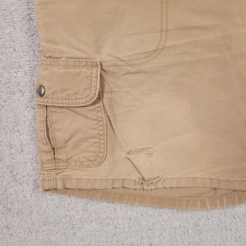 Vtg Carhartt Cargo Shorts Flat Front Canvas Outdoor Dark Khaki Women’s 14 Grunge - Picture 4 of 15