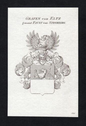 1820 Eltz Faust Stromberg Wappen Adel coat of arms Kupferstich engraving - Picture 1 of 1