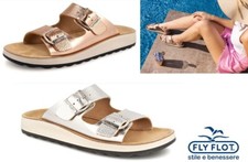 Fly Flot Shoes Slip On Comfort Slide Sandals Italy FlyFlot 77G64 ZC Silver Gold