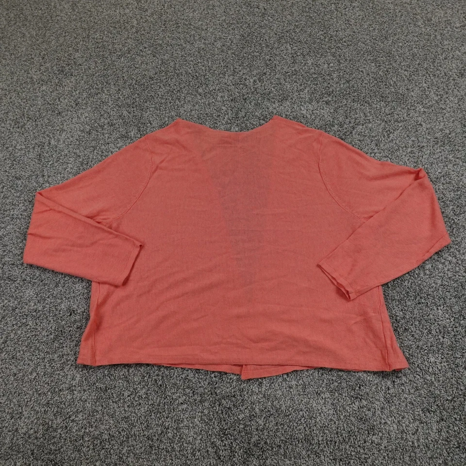 J Jill Suéter Mujer XL Rosa Naranja Mezcla de Lino Sudadera Cárdigan Abierto Preppy Foto 4 de 4