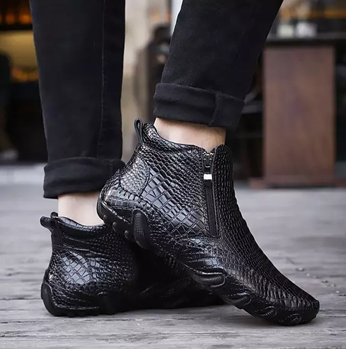 Faux Leather Ankle Boots Alligator High 