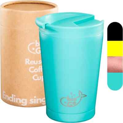 bioGo Stainless Steel BPA-Free Reusable Coffee Cup 350ml - Sky Blue | eBay