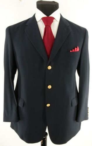Tommy Hilfiger Men's Navy Blue Gold Buttons Wool S