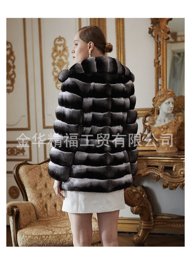 Mink Fur Coat Women's Warm Medium Long Faux Fur Thicken Warm Fur Mid Long Coat - Image 3 of 4