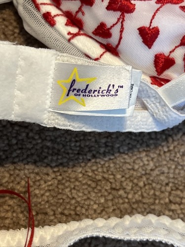 Vintage NEW Frederick’s Of Hollywood Heart Bra 34C W Small Thong Matching Panty - Picture 7 of 9