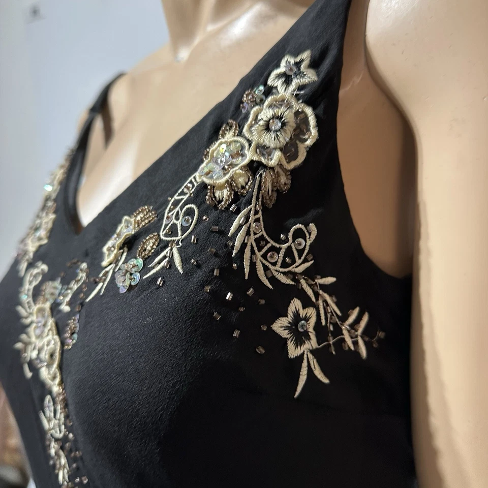 Vestido Pañuelo Vintage Dressbarn Colección Mujer Y2K 100% Seda Cuentas Talla 8 Foto 4 de 4