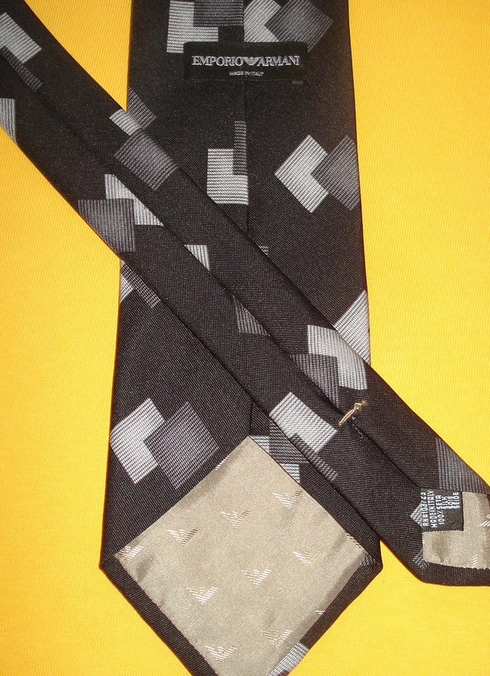 EMPORIO ARMANI BLACk/серый геометрический галстук - галстуки - шеи - дизайнерские галстуки. - Изображение 3 из 3