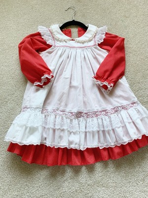 ladies red pinafore dress