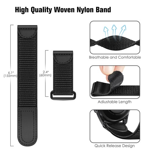 Band for Samsung Galaxy Watch 46mm / Galaxy Watch 3 45mm Loop Woven Nylon 22mm - Picture 3 of 8