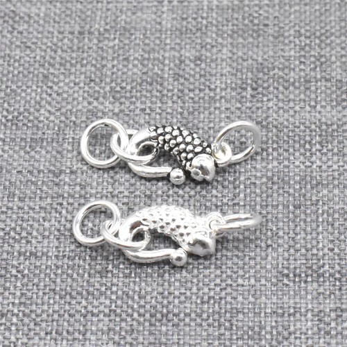 5 Sterling Silver Fish S Clasps with Rings 2-Sided 925 Silver Hook Connectors - Picture 4 of 6