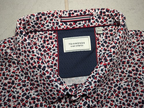 7 Diamonds Men's XXL Shirt 4 Way Stretch Brushstroke Print Short Sleeve - Picture 4 of 6