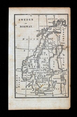 Carte 1830 Nathan Hale Suède Norvège Stockholm Christiana Bergen Upsal Scandinavie - Photo 1 sur 3