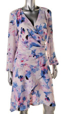 Robert Rodriguez ~ Light Pink Floral Chiffon Faux Wrap Party Dress S NEW $149