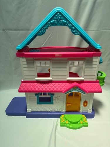 Fisher Price My First Dollhouse 2005 mamá papá bebé abuela perro cochecito cuna mástil - Imagen 14 de 14