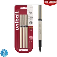 uni-ball Deluxe Rollerball Pens, Fine Point (0.7mm), Black, 3 Count