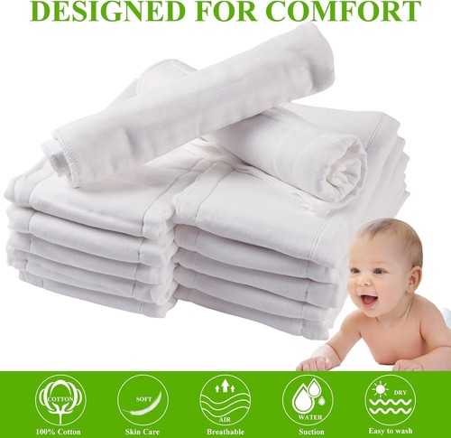100% Cotton Multi-Use Cloth Diapers and Burp Cloths - Packs of 6, 10, 12 - Picture 7 of 8