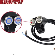 Motorcycle 7/8" 22mm Handlebar Switch Headlight Hazard Fog Light ON/OFF Blue LED