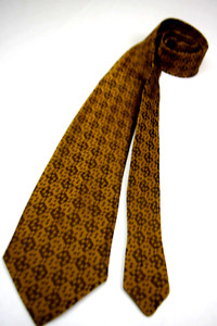 Neck Tie VTG 50s 60s Gold Geometric Dots Jacquard Acetate Tie 53" x 3.5"