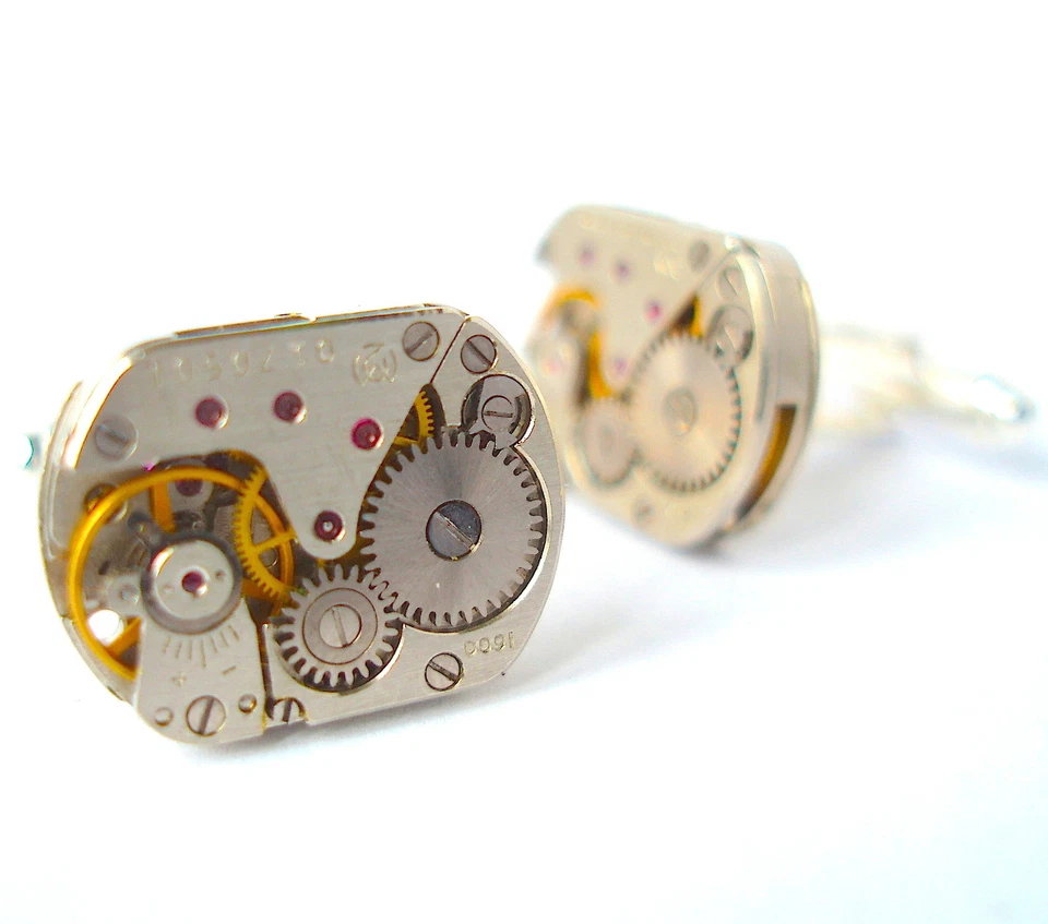 BRICKS AND BADGES Orologio Movimento Gemelli con Rubini Matrimonio Steampunk Vintage Antico Sposo
