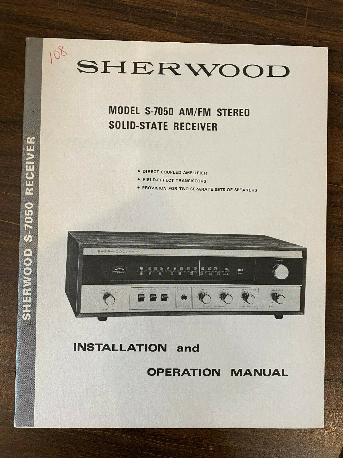 SHERWOOD S-7050 Owner’s Manual/Instruction/Installation Manual *Original*