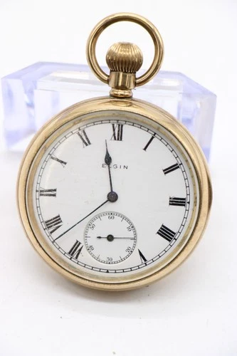 F Vintage Gold Plated Elgin Pocket Watch, 7 Jewels, 23158701, Working