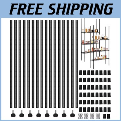 Commercial Wire Shelf Poles with Clips, Black - 74 inch