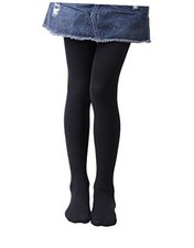 Girls Semi Opaque Footed Tights, Microfiber Tights 11-13 Years Black