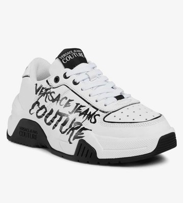 Abstract Modern Versace Collection Women's Black & White Sneakers E0VZASF8