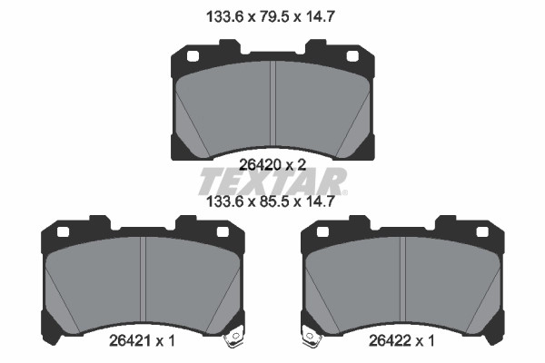 Textar 2642001 Bremsscheiben-BremsbeläGe-Kit Toyota 0446552370-image