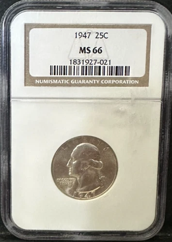 1947-P 25C Silver Washington Quarter - NGC MS66