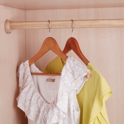 Wooden Oval Closet Rod Polished Wood Wardrobe Closet Rod with End Supports 45 cm - Picture 4 of 9