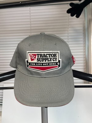 #ad Tractor Supply Co TSC Hat Cap Gray Red Embroidered Logo Strapback For Life Out H $13.99