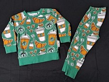 Rare Purl Lamb Coffee  Croissants 2 Piece Long Sleeve Pajama Set 2/3T