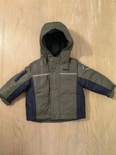 OshKosh B'gosh Puffer Jacket Infant Boy 12 Month Green Navy Hooded Fleece Lined