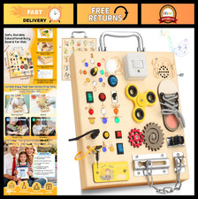 Montessori Busy Board for Toddlers - Sensory Activity with LED Lights Switches