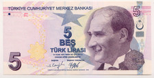 2009 Turkey 5 Lirasi 132627 Paper Money Banknotes Currency