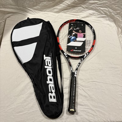Babolat Evoke 105 Pre-Strung Tennis Racquet 4 1/2'' Grip New w/ Case Black/Orange