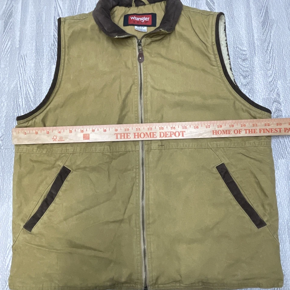 Chaleco Wrangler Hero Para Hombres Lona Sherpa Forrado Marrón Ranchero Vaquero Pana Talla M Foto 4 de 4