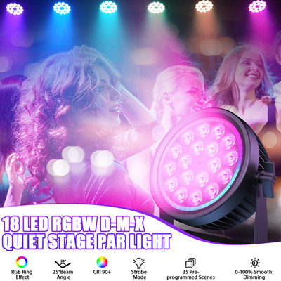 270W RGBW 18LED Quiet Par Light DMX DJ Disco Wedding Party Show Stage Lighting
