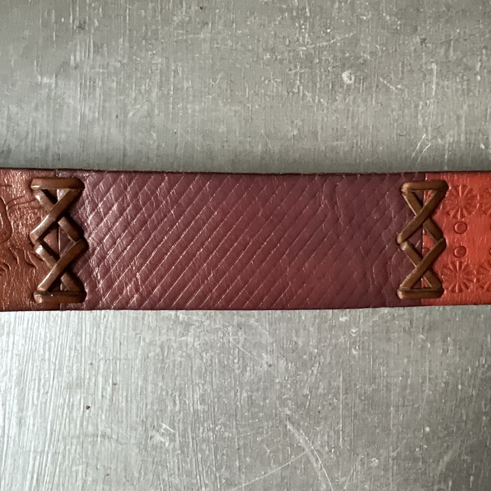 Fossil Leather Brown Multicolor Patchwork BOHO Be… - image 8