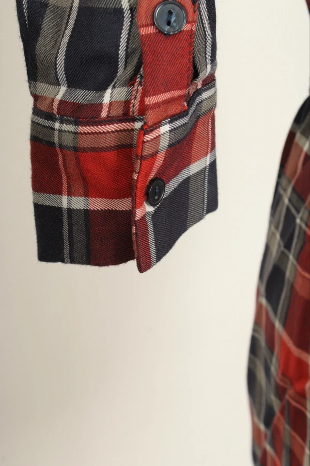 Banana Republic 连衣裙女式 6 红色蓝色格子条纹石灰腰带纽扣 — 第 4/4 张图片