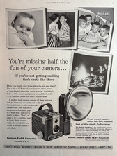 Eastman Koak Co Rochester NY 1955 cámara flash fotos bebé anuncio impreso vintage