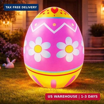 6 Ft Giant Easter Eggs Inflatable Decorations with LED Lights 72 Inch Large PVC