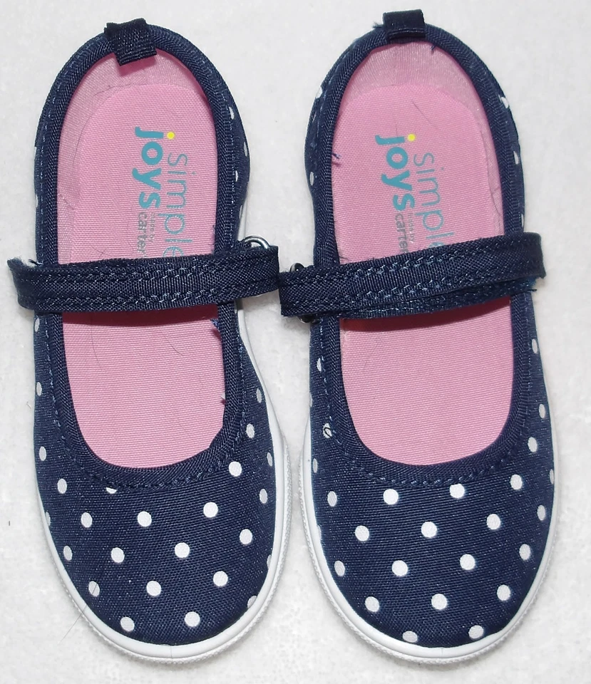 NUEVO SIMPLE JOYS BY CARTERS NIÑA NIÑO AZUL MARINO LUNARES MARY JANE ZAPATOS PLANOS TALLA 9 Foto 4 de 4